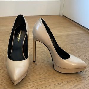 Saint Laurent Janis Beige Leather Pump